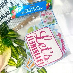 Flamingo Party Paper Cutouts - Pink and White